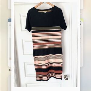 Haute Monde Boutique NWT Black Stripe Dress Size Large